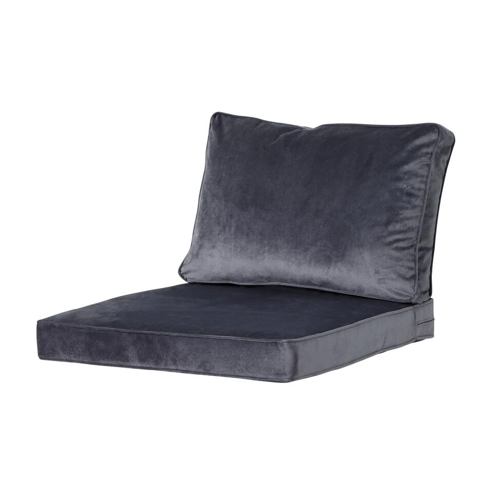 Madison Lounge Luxe Velvet Grey/panama Grey Zitkussen 60x60cm 5 Madison Lounge Luxe Velvet Grey/panama Grey Zitkussen 60x60cm - Afbeelding 3